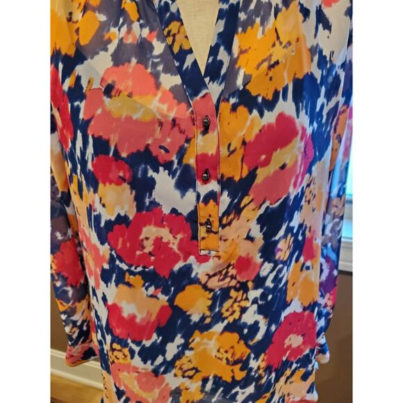 Liz Claiborne PM American Navy Multi Color Floral Top & Black Camisole NWT - Picture 2 of 12